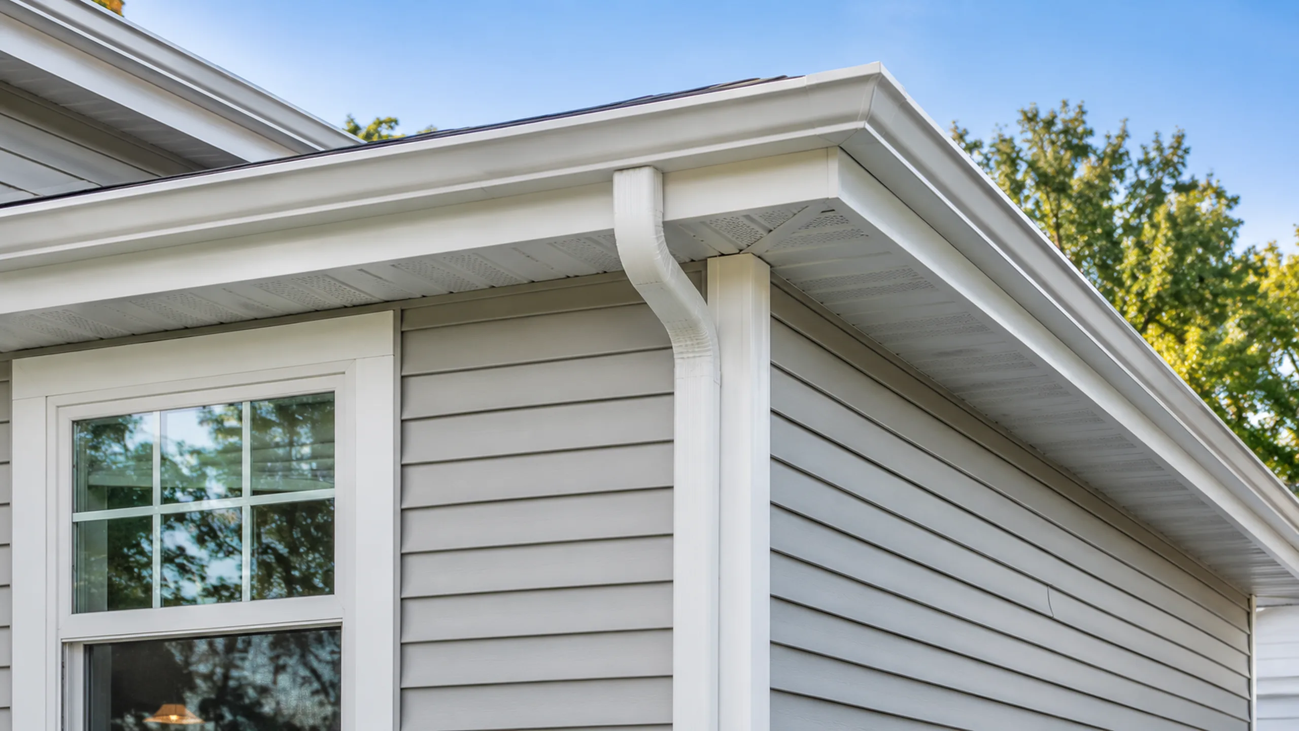 Exterior siding, trim, and gutter on a Roseville MN home — kickout-flashing review